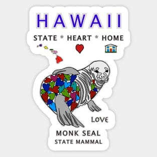 Hawaii, Monk Seal, Love, Valentines Day, State, Heart, Home Sticker